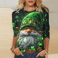 thumbnail image 1 of TaTaai St. Patrick's Day Women's Casual Print Round Neck 3/4 Sleeve T-Shirt Loose Top Gift, 1 of 5