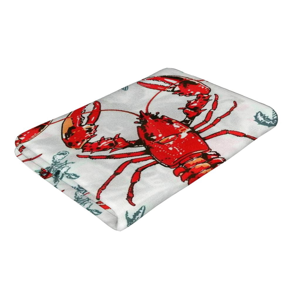 PHYHOO Red Crab Lobster Pattern Microfiber Sand Free Beach Towel Oversized Quick Dry Absorbent for Pool Swimming Bathroom Beach Towel  30x60in