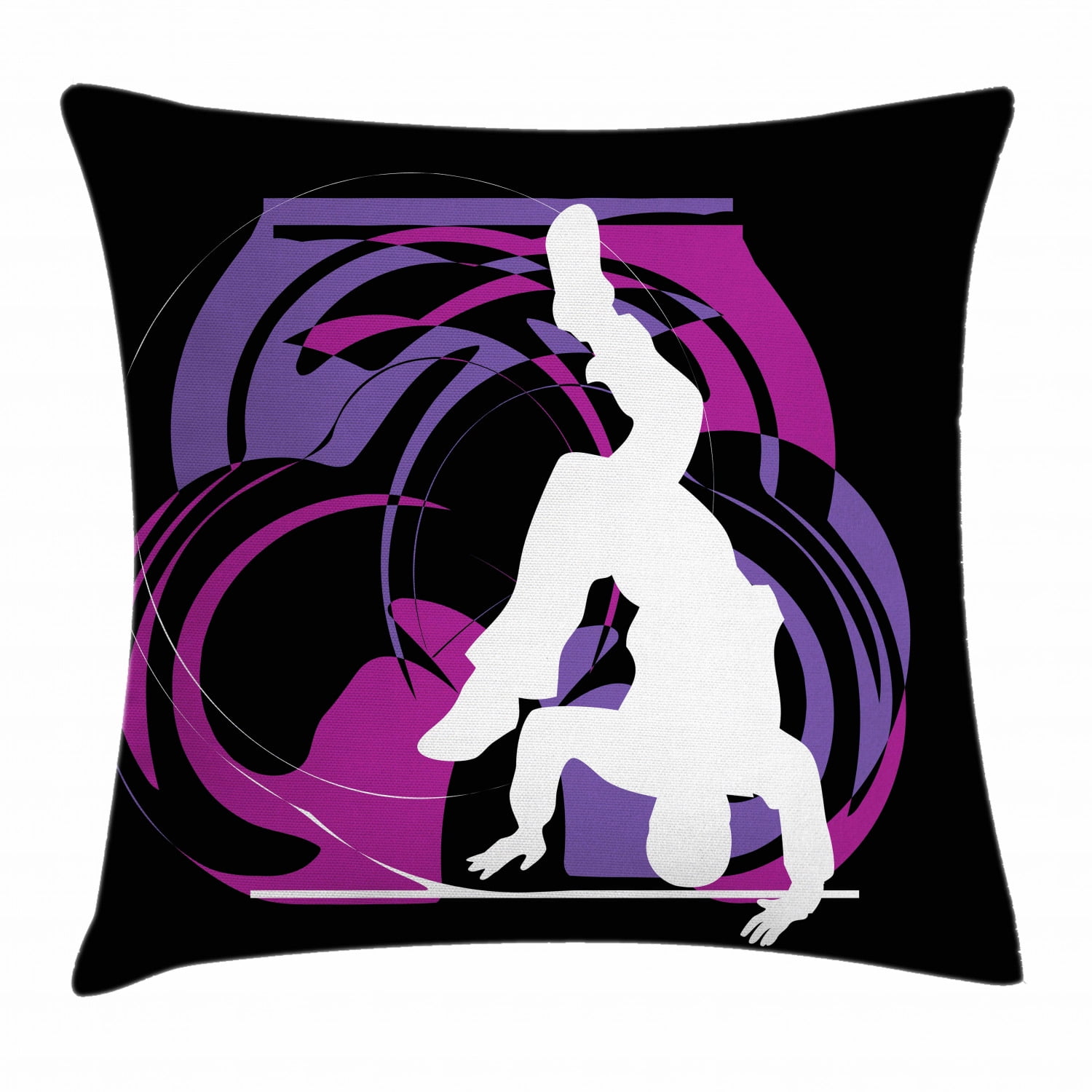 Hip Hop Throw Pillow Cushion Cover, Youth Person Silhouette Doing Head