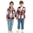 thumbnail image 4 of GYRATEDREAM 3M-8T Boys Girls Flannel Hoodie Plaid Shirt Jacket Long Sleeve Lapel Button Down Pocketed Shirts Regular Fit Casual Fall Coat, 4 of 5
