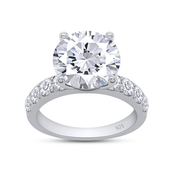 AFFY 4.30CT Round Moissanite Diamond Promise Anniversary Ring for Women 14K White Gold over Silver-4