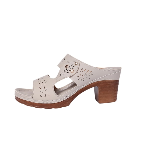 Sandalias de la Boca Del Pez Del Tacón Del Bloque Brillante de las Zapatillas de Verano de las Mujeres, Zapatos de la Correa Del Tobillo Del Tacón Grueso Del Cuero de Patente