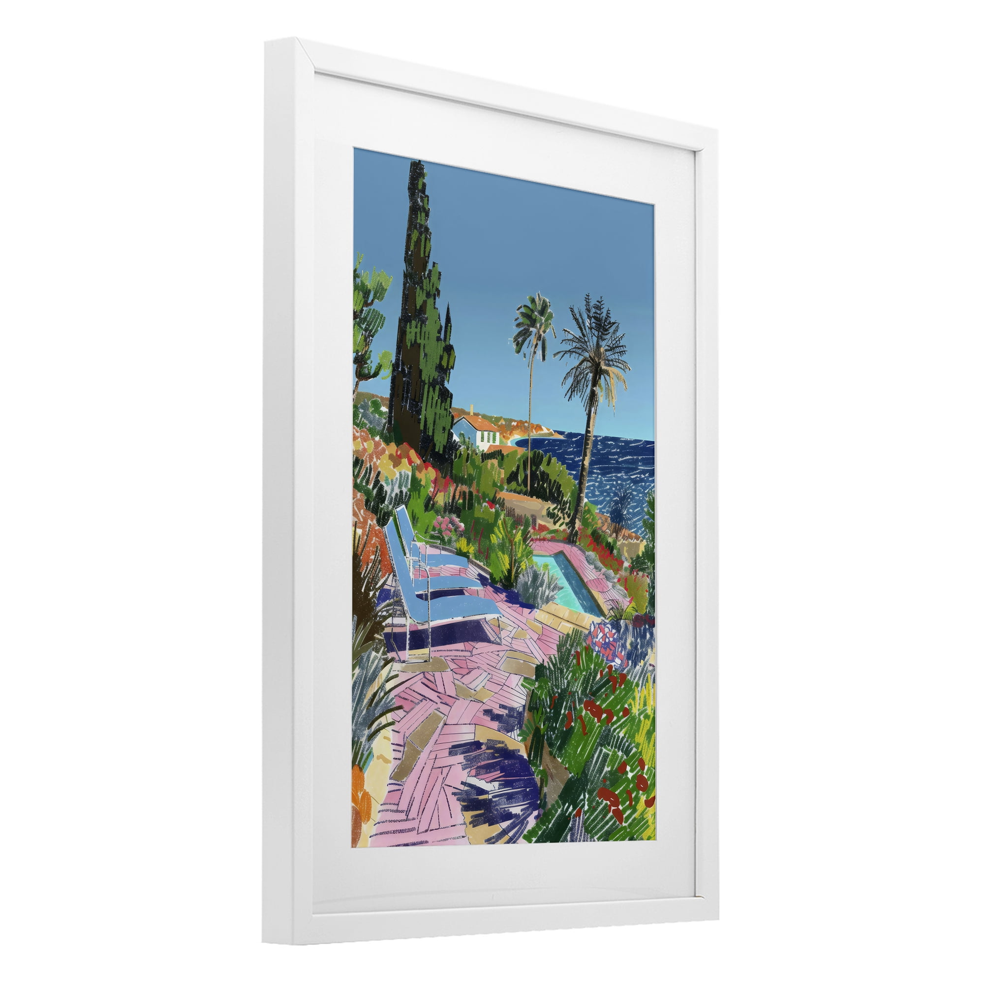 Stupell Industries Pool View to Ocean White Framed Print Under Glass, design by Creative Studio