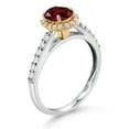 thumbnail image 3 of Gem Stone King 10K White Gold Red Rhodolite Garnet Lab Grown Diamond Halo Engagement Ring for Women (1.21 Cttw, Oval 7X5MM, Gemstone January Birthstone, Size 8), 3 of 4