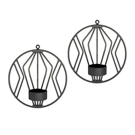 

Set of 2 Iron Candle Sconces Wall Art Decoration Home Decoration Tealight Candle Stand - Black