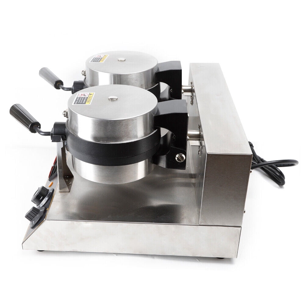 DENEST Dual Rotating Belgian Waffle Maker Commercial Non-Stick 7" Round Breakfast 1500W