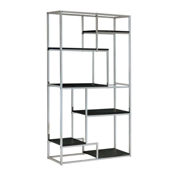 Bowery Hill Modern Metal 6-Shelf Bookcase in Chrome
