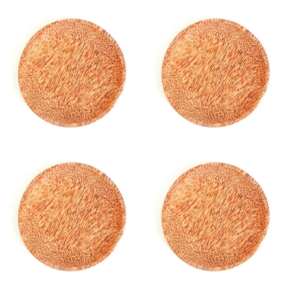 Rainforest Bowls Round Coconut Wood Plate 4-Pack