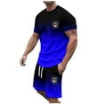 thumbnail image 1 of toraway Men's Suits Modern Fit Casual Men's Summer Tracksuit Plus Size Short Sleeve O Neck Athletic Suit Casual Color Block Drawstring Waist Tracksuit Set XL, 1 of 4
