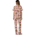 thumbnail image 3 of Yuyamidu Capybara Strawberry Womens Lounge Sets 2 Piece Outfits Short Sleeve Sleepwear Summer Soft Lounge Sets Button-Up Shirts with Pants, Pink, 3 of 7