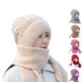 thumbnail image 5 of Casual Women Warm Windproof Knitted Ear Protection Cap Neck Warmer Integrated Cap Scarf Beanie Hat Scarf PINK, 5 of 8