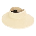 thumbnail image 4 of Peter Grimm Striped Womens Sun Protection UPF 50+ Straw Wide Brim Adjustable Crushable + Packable Beach Visor Resort Hat, 4 of 5