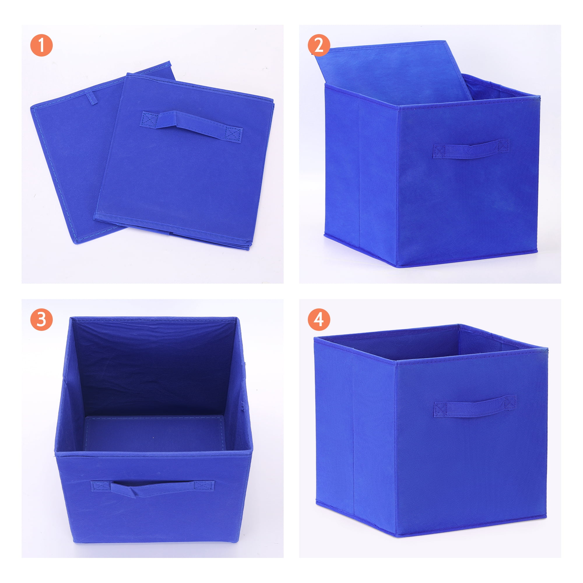 Unique Bargains Fabric Storage Cube Storage Bin Dark Blue 12.2*12.2*12.2in