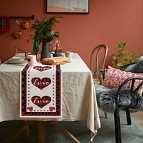 SeekLGT Valentine Tablecloth 60x84 Inch Red Pink Love Heart Plaid Waterproof Polyester Rectangle Table Cover Spillproof Washable for Dining Party