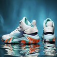 thumbnail image 2 of Color Block Shock Absorption Non Slip Durable Basketball Shoes, Lace Up Comfy Running Shoes For Outdoor Training Workout, All Seasons Comfy Men's Sneakers, 2 of 9