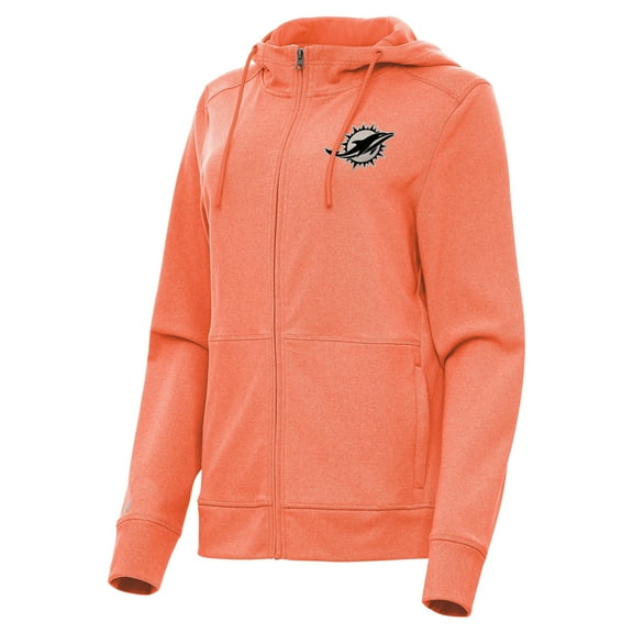 Women's Antigua  Heather Orange Miami Dolphins Seeker Full-Zip Hoodie Jacket