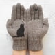thumbnail image 2 of Guantes de punto con estampado de pájaros y gatos, guantes lindos para mujer, guantes cálidos de invierno, 2 of 3