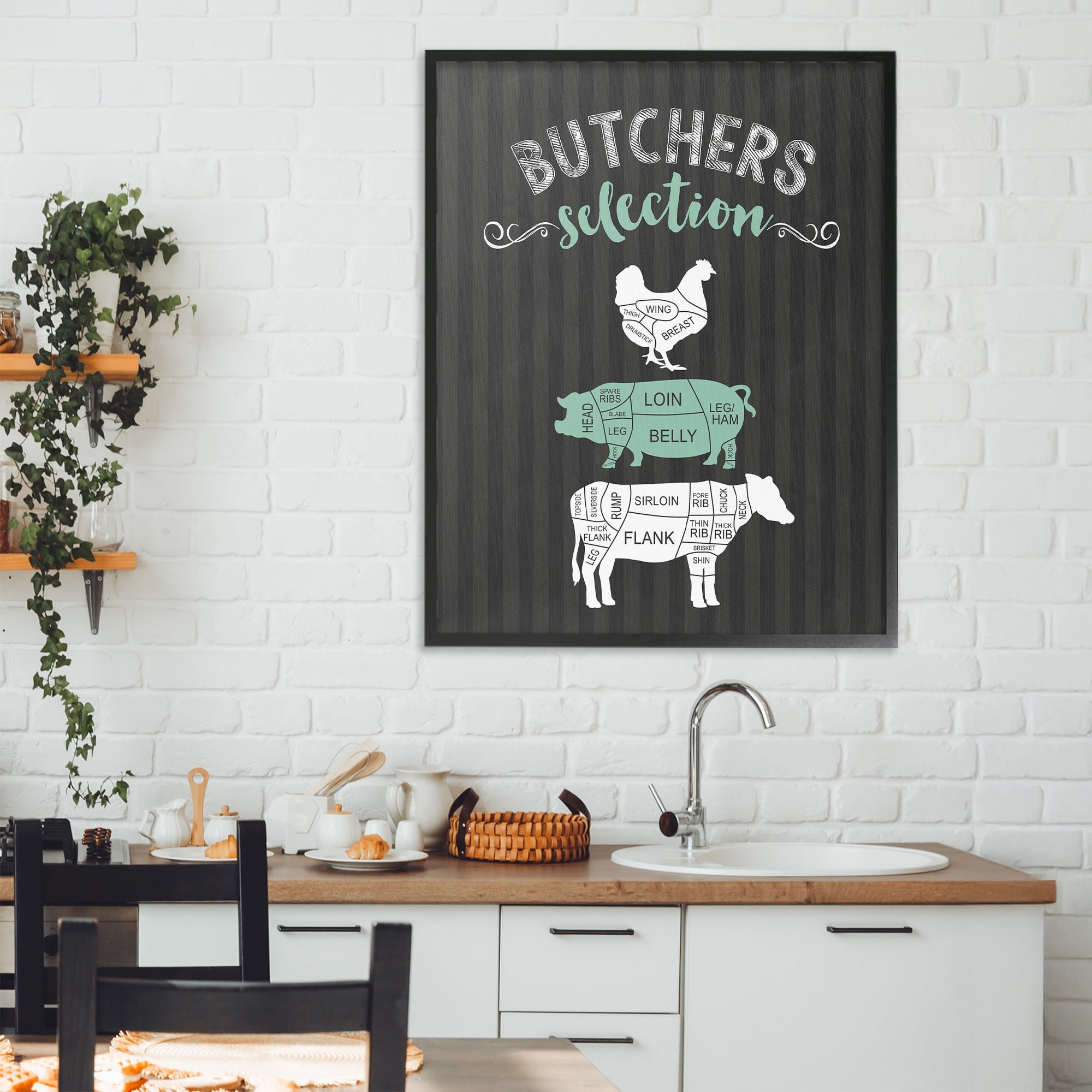 Butchers Selection Black & Green Black Framed Giclee Art, design by Lettered and Lined