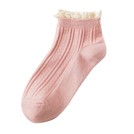 

Frehsky ankle socks Women Shortcylinder Cartoons Embroidery Towel Bottom Socks Lnvisible Ship Socks Pink