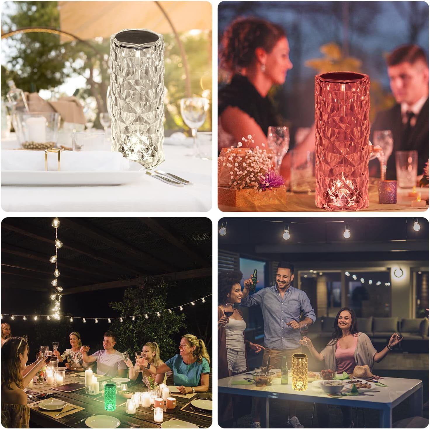 EvoFine Crystal Table Lamp RGB 16 Color Changing Night Light, Romantic USB Rechargeable Rose Table Lamps for Living Room Housewarming Gift (Remote & Touch)