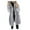 Gray, variant on WREESH Womens Winter Faux Furry Coat Ladies Fashion Luxury Thicken Warm Overcoat Plus Size Hooded Jacket Mid Length Lapel Cardigan Outerwear Pink