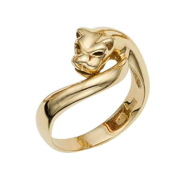 Bague Signet Panthère en Or Jaune 14k pour Femmes, 7