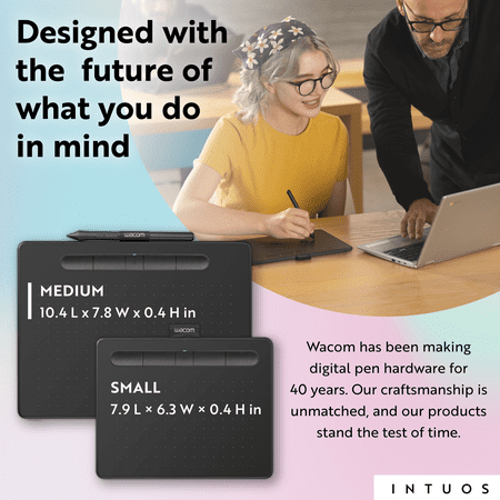 Wacom - Intuos Graphic Drawing Tablet for Mac, PC, Chromebook & Android (Medium) with Software Included (Wireless) - Black