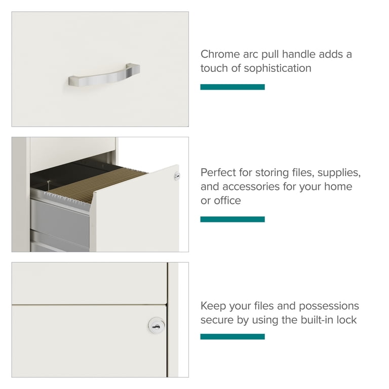 Hirsh 18" Mobile 2-Drawer File Cabinet, Pearl White photo 2