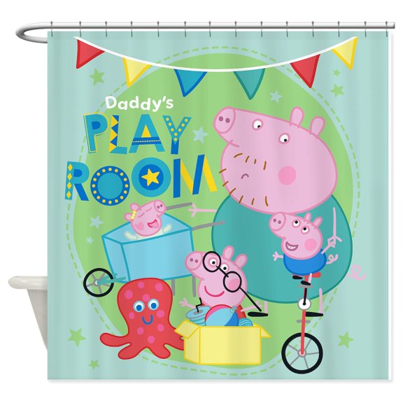 CafePress - Peppa Pig: Daddy's Play Room - Unique Fabric Shower Curtain 70" x 72"