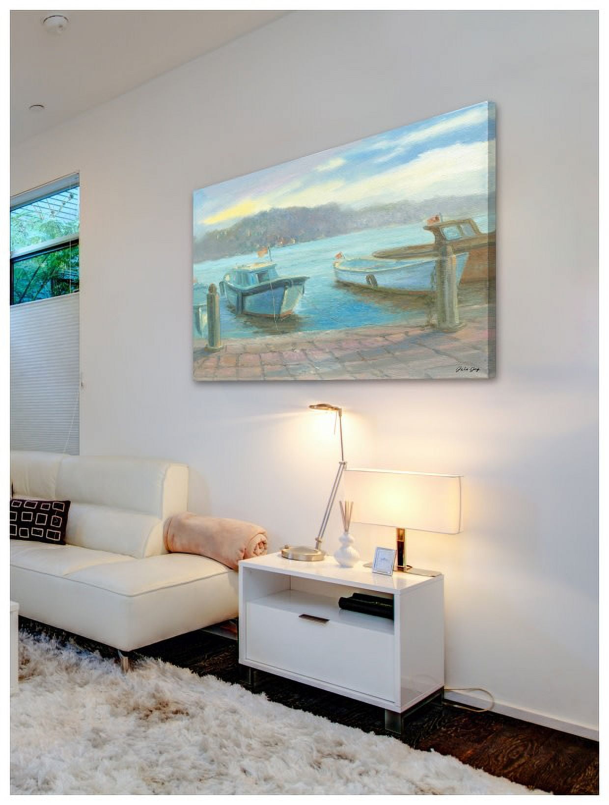 "Morning Dockside" Painting Print on Wrapped Canvas