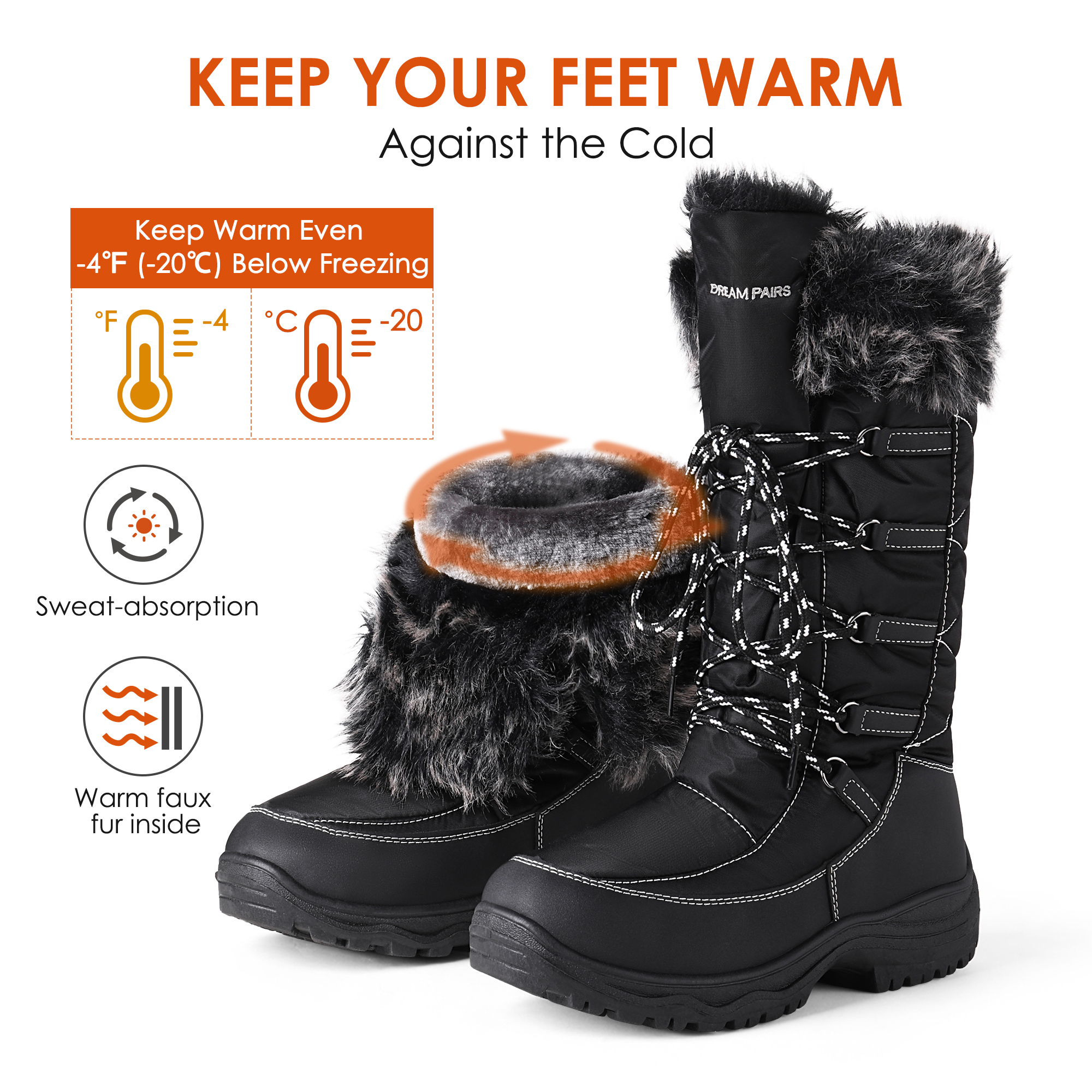 Dream Pairs Women's Winter Waterproof Mid Calf Snow Boot photo 2