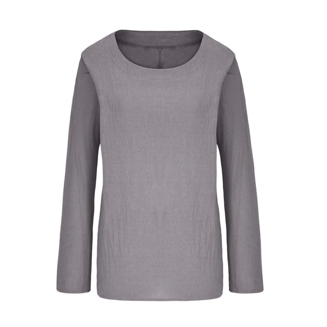 Hauts en Lin pour Femmes Été Femmes Automne Hiver Uni Coton Lin Col Rond Manches Longues T-Shirt Ample Haut Femmes T-Shirts à Manches Longues T-Shirts Longs pour Femmes Été T-Shirts pour Femmes