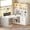 White, variant on SEDETA L Shaped Office Desk with Bookshelf, Large Home Office Desk with Power Outlets, LED Lights & Pegboard, Corner Computer Desk with 3 Drawers, 2-Tier Shelf & 3 Glass Doors, PC Workstation Brown
