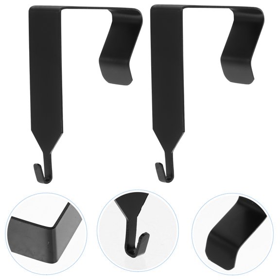 RENACLIPY 2-Pack Black Metal Over Door Hooks for Mirror, Organizer, Coat, Hat, and Towel Rack