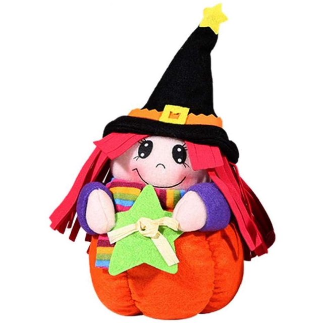 Muñecas de calabaza y lindos suministros con forma de bruja decoración de Halloween 1 pieza (bruja de cinco estrellas) ER