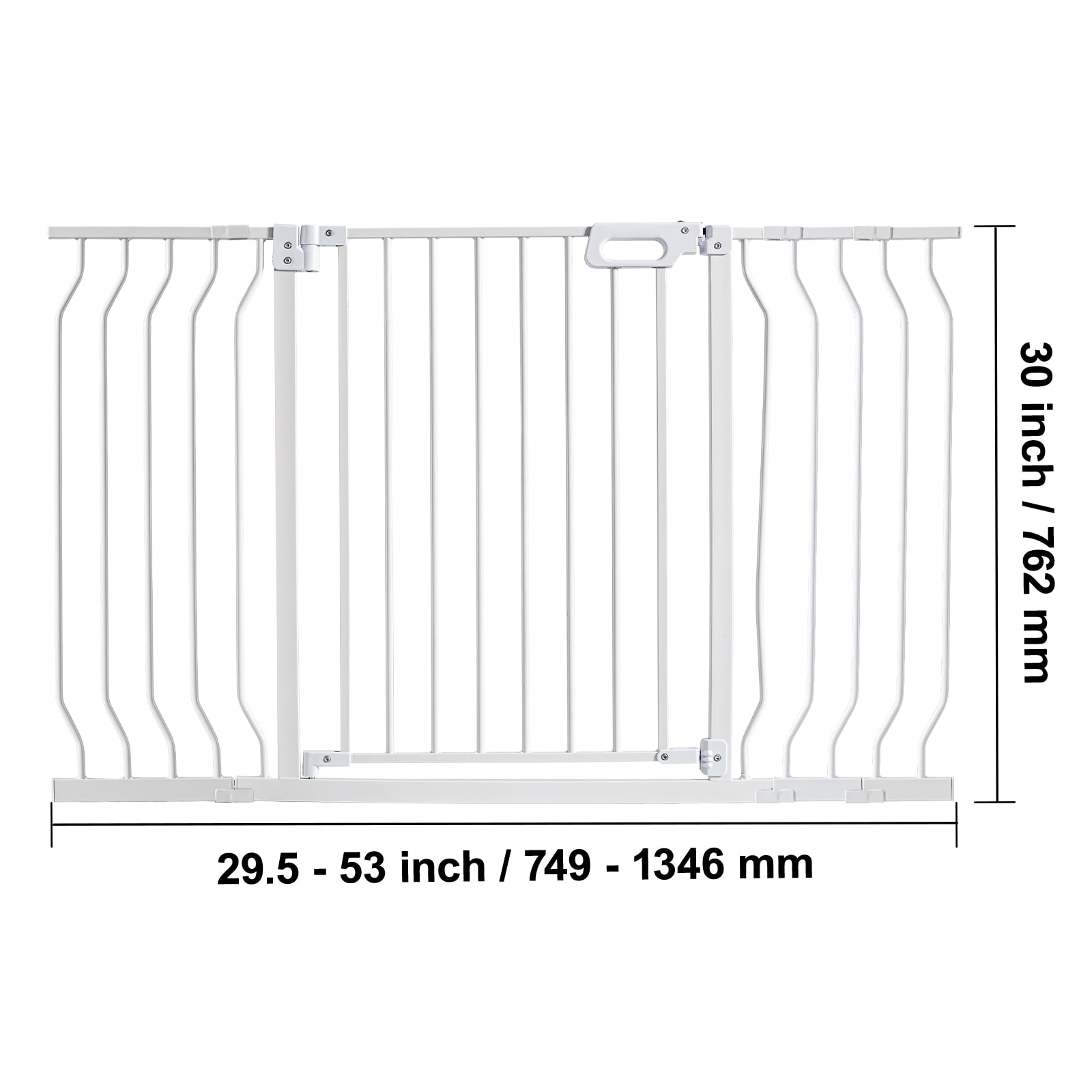 BENTISM 30" Extra Tall Baby Gate for Stairs Doorways, Fits Openings 29.5" to 53" Wide, Auto Close Extra Wide Dog Gate for House, Pressure Mounted Easy Walk Through Pet Gate with Door, White