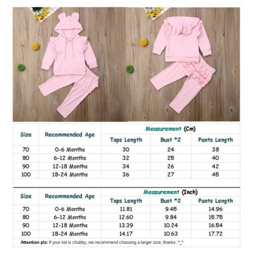 Baby Girl Boy 2 pc Set Tracksuit Outfit long sleeve Top Trousers 3 6 9 12 18 Mth
