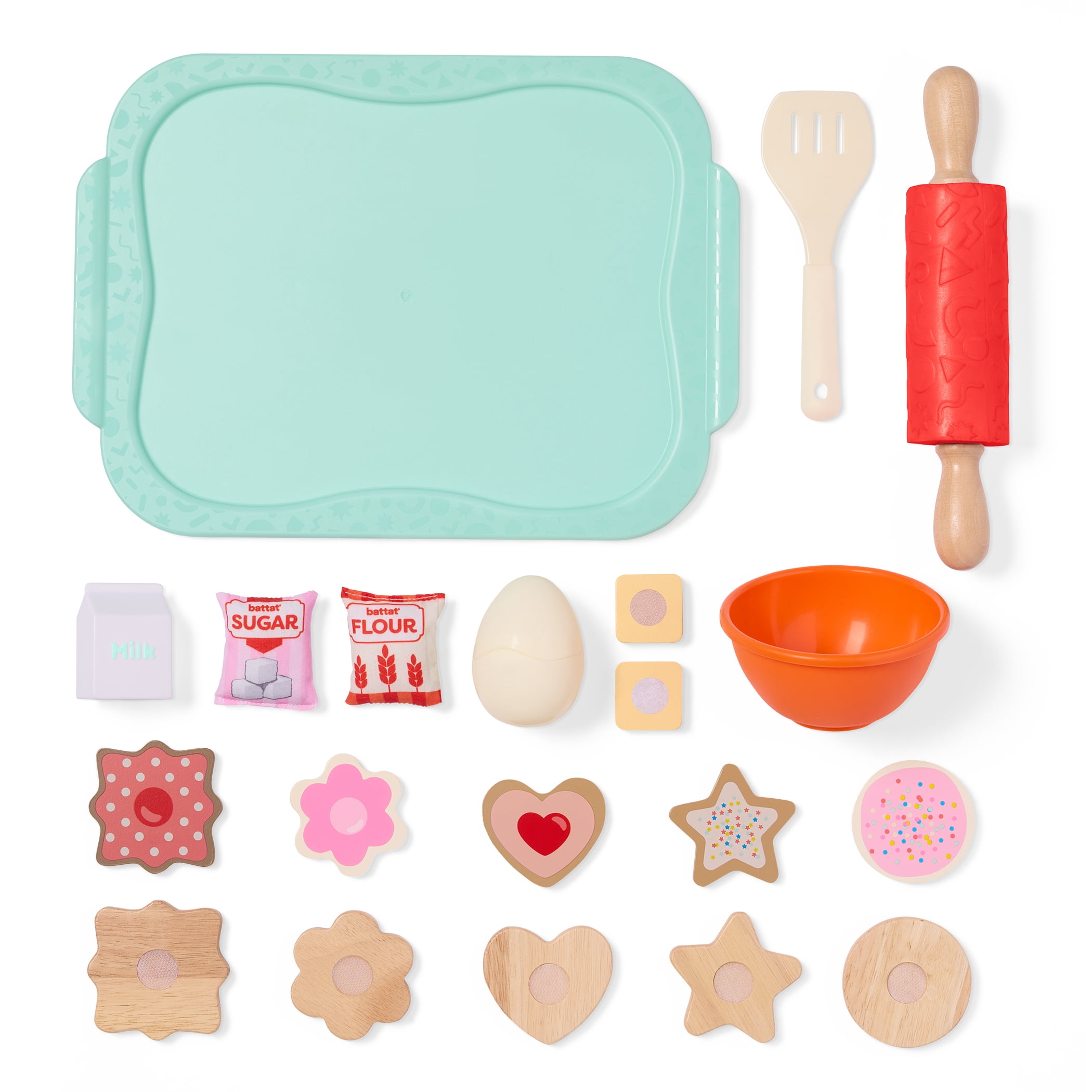 Battat Bake & Play Cookie Set Wooden Baking Pretend Play Toy for Ages 3 Years +