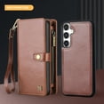 thumbnail image 6 of Wallet Case for Samsung Galaxy S20 FE 5G, 2 In 1 Detachable Magnetic Cover Multiple Cards Slots Zipper Pocket RFID Blocking Stand Hand Strap Protective Phone Case for Women Men, Brown, 6 of 7