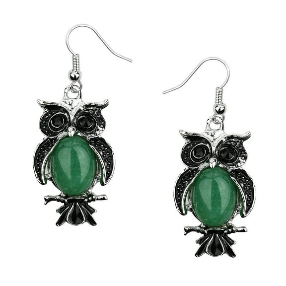 Falari Natural Stone Owl Shaped Earring Aventurine
