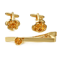 thumbnail image 4 of Yoursfs Gold Rose Cuff Links and Tie Clips Set for Men Cufflinks Business Wedding Jewelry, 4 of 7