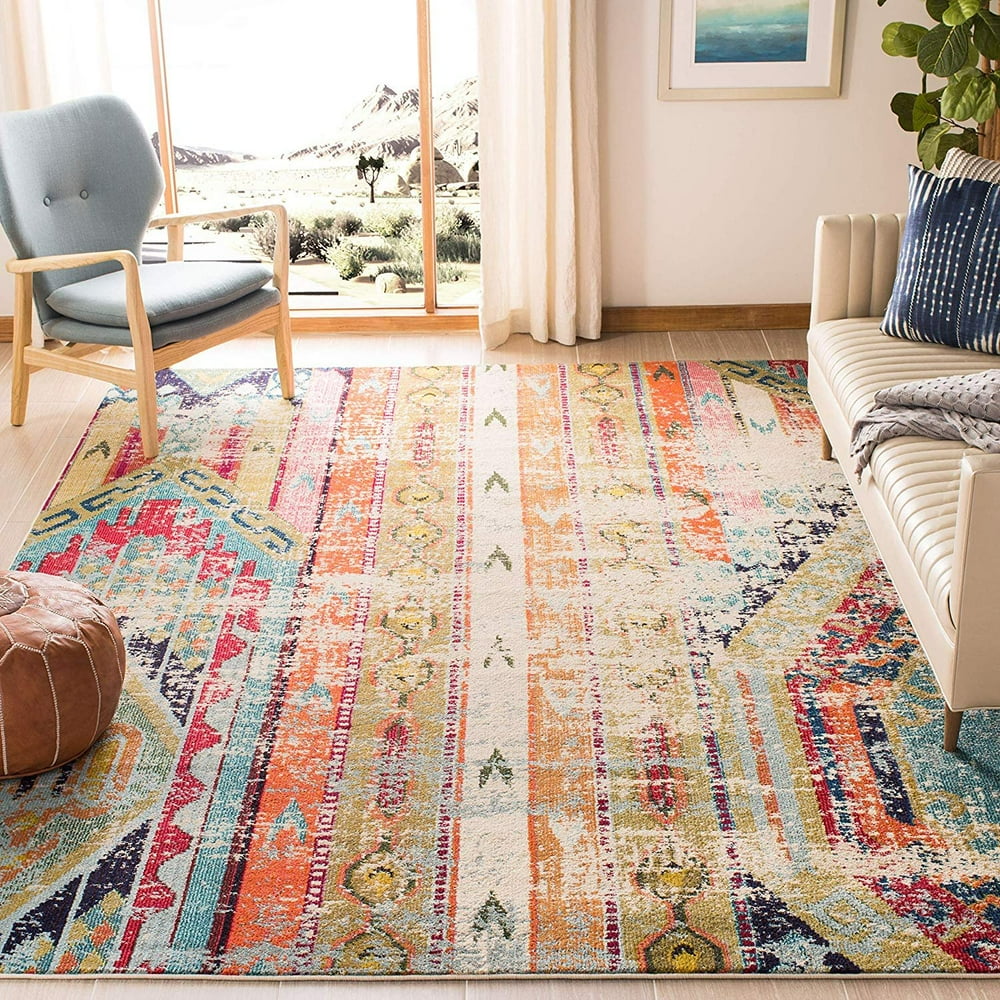 Safavieh Monaco Collection MNC222F Modern Bohemian Distressed Area Rug