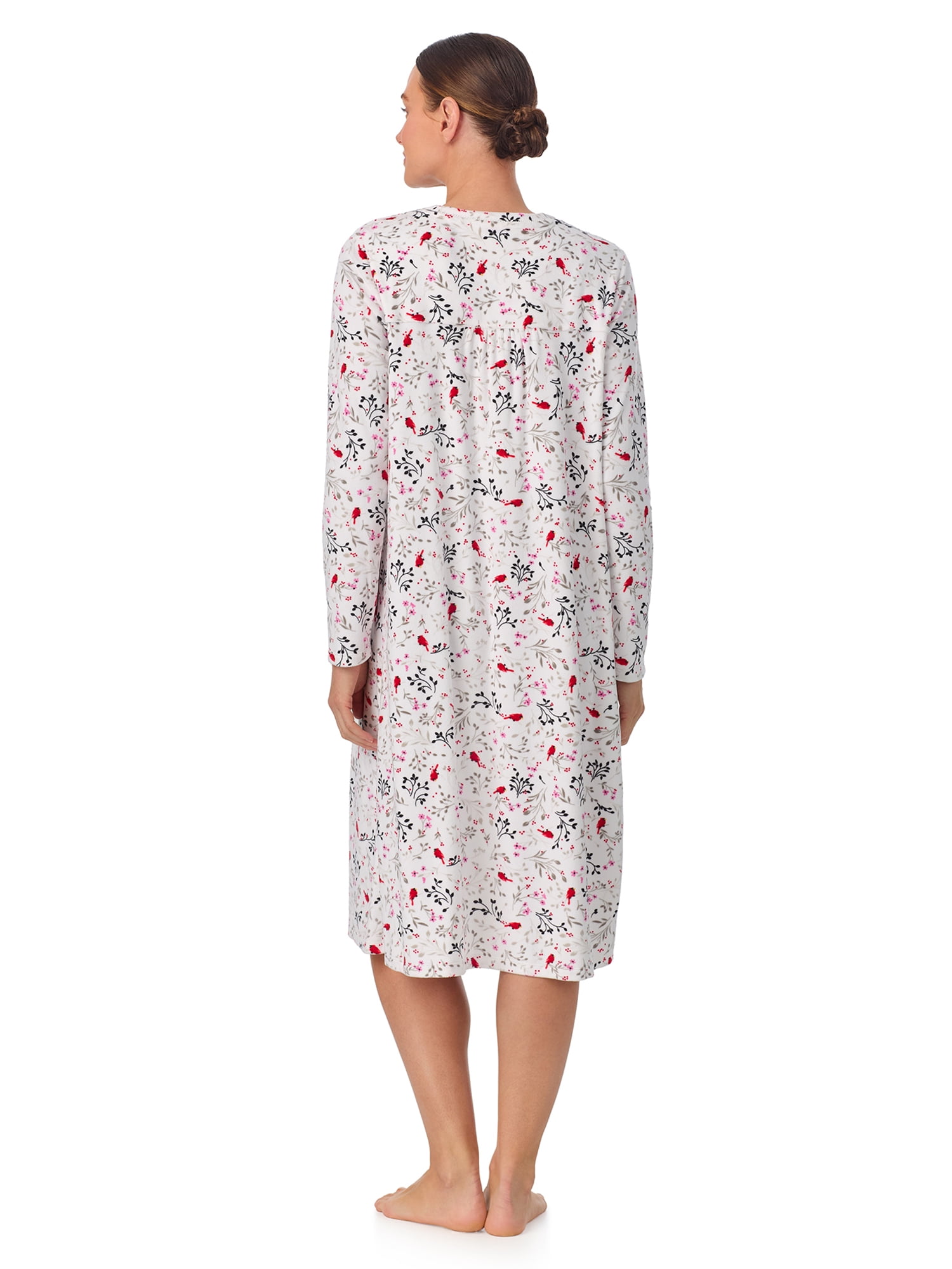 Aria Women’s Long Sleeve Strech Velour 44" Sleepwear Gown, Sizes S-4X