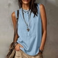 thumbnail image 2 of Alkepwun Tank Tops Women's 100%Cotton Sleeveless Round Neck Halft Button-Down Solid Color Loose Tank Lightweight Breathable Casual Loose Daily Vacation Shirts, 2 of 9