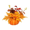 thumbnail image 2 of Racsoh Mini Artificial Pumpkin Tabletop Ornament, Faux Fall Floral Arrangement with Sunflower and Berry, for Thanksgiving Halloween Mantel Decor (C), 2 of 7
