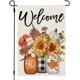 thumbnail image 1 of Bandera de jardín de otoño de 30 x 45 cm, de arpillera de doble cara para exteriores, bienvenida, tarros de cristal, decoración floral pequeña de temporada para jardín otoñal., 1 of 8
