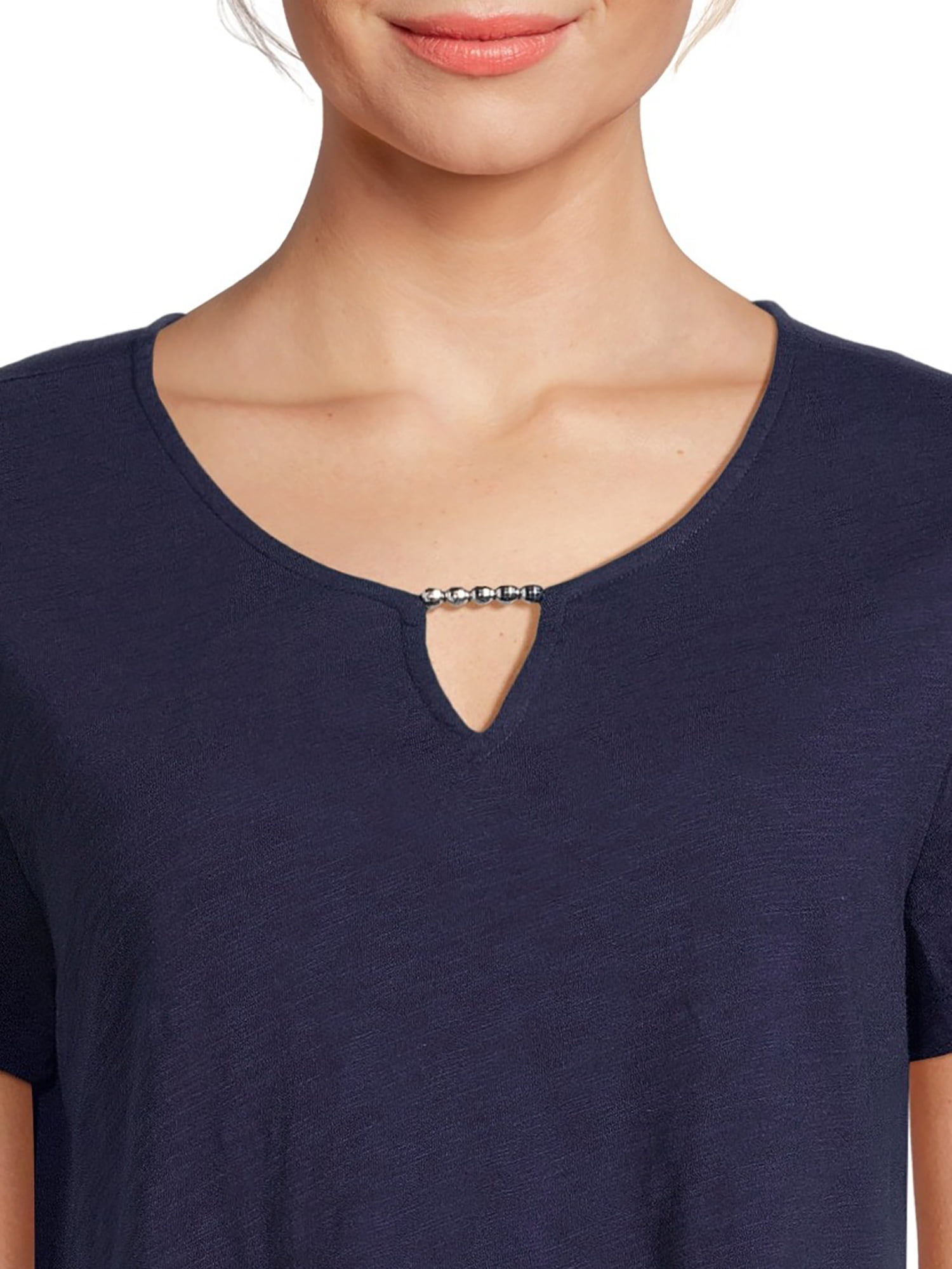 RealSize Women's Sharkbite Hem Tee with Short Sleeves, Sizes XS-XXXL
