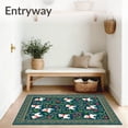 thumbnail image 3 of ODIKA 2'x3' Machine Washable Non-Slip Area Rug, Charming Holiday Pup And Holly Berries With Intricate Interlocking Swirls High Traffic Rug with Pad, Teal, 623537, 3 of 8