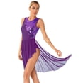 thumbnail image 2 of iEFiEL Womens Lyrical Modern Dance Dress Mesh High Low Skirt Gymnastics Ballerina Dancewear Purple M, 2 of 7