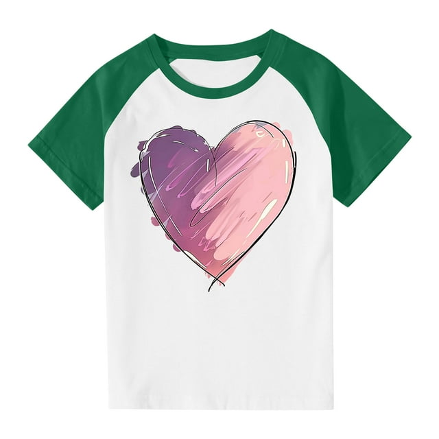 RXIRUCGD 2025 Vêtements d'Été pour Enfants Tout-Petits Garçons Filles Mode Mignon Col Rond Imprimé Manches Courtes Haut